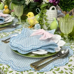 Flying Sheep Country Place Settings & Linens|Bettina-Gingham Napkin in Blue, Set of 4