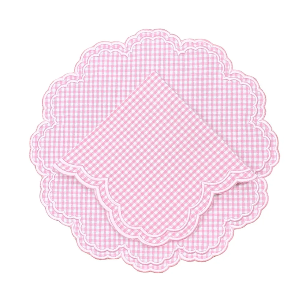 Flying Sheep Country Place Settings & Linens|Bettina-Gingham Napkin in Pink, Set of 4
