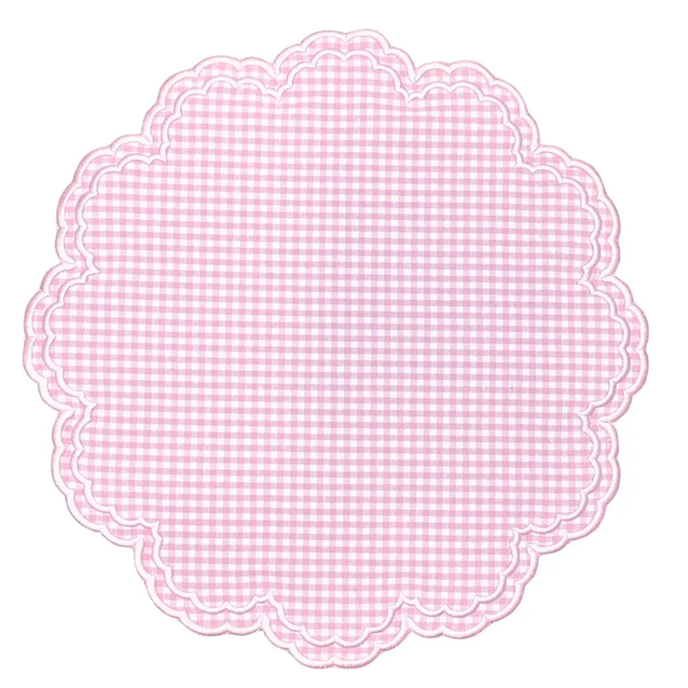 Flying Sheep Country Place Settings & Linens|Bettina-Gingham Placemat in Pink, Set of 4