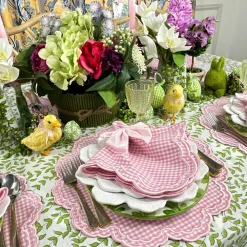 Flying Sheep Country Place Settings & Linens|Bettina-Gingham Placemat in Pink, Set of 4