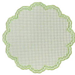 Flying Sheep Country Place Settings & Linens|Bettina-Gingham Placemat in Green, Set of 4