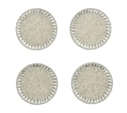 Kim Seybert Place Settings & Linens|Bevel Coasters in Silver & Crystal, Set of 4 in a Gift Bag