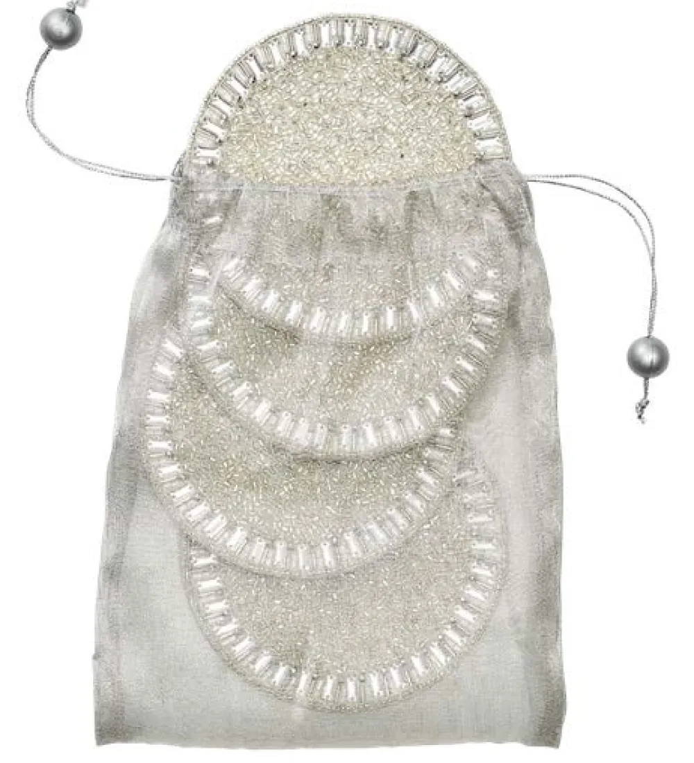 Kim Seybert Place Settings & Linens|Bevel Coasters in Silver & Crystal, Set of 4 in a Gift Bag