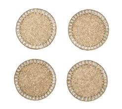 Kim Seybert Place Settings & Linens|Bevel Drink Coasters in Gold & Silver, Set of 4 in a Gift Box