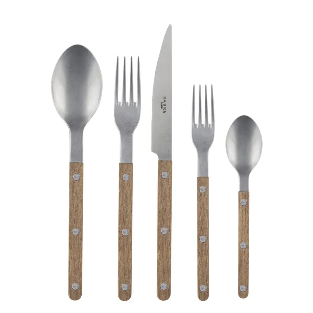 Sabre Flatware|Bistrot Place Setting in Teak, Set of 5