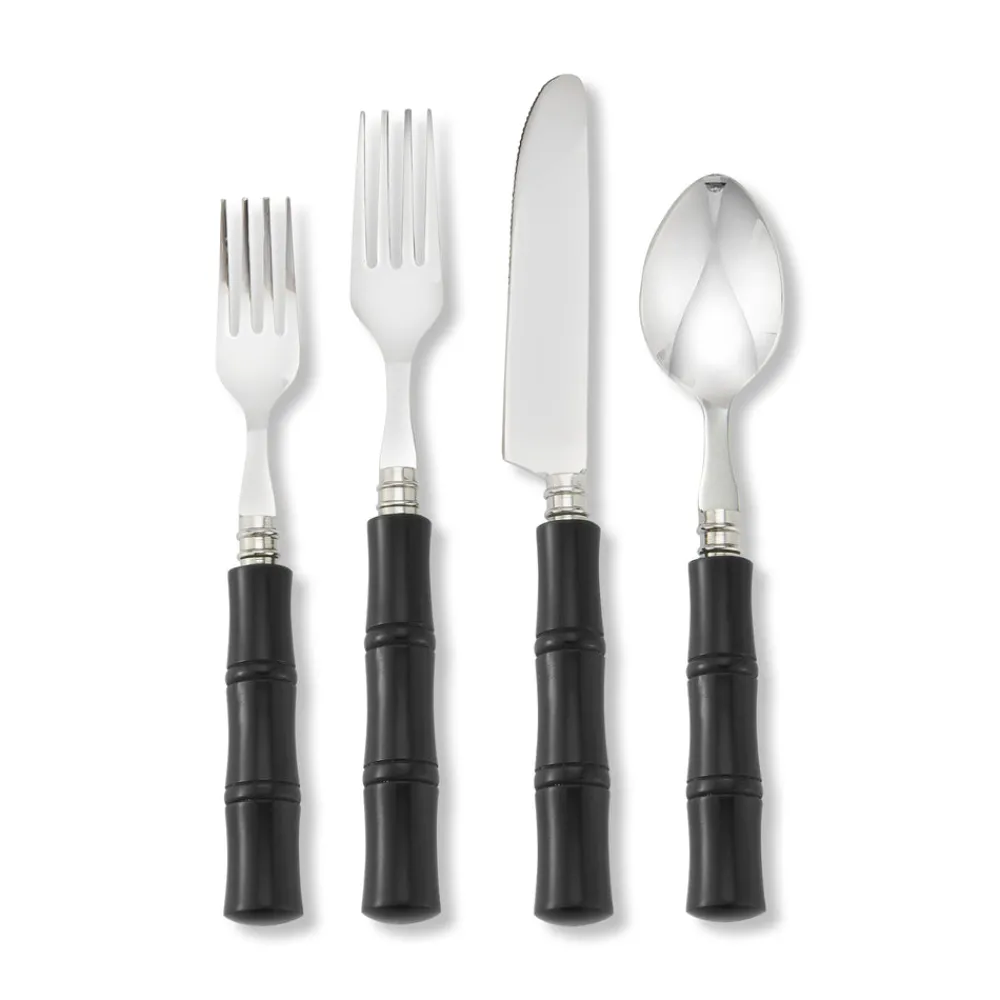 Chefanie Flatware|Black “Bamboo” Flatware, Set of 4