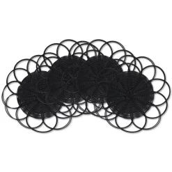 Chefanie Place Settings & Linens|Black Banded Chargers, Set of 4