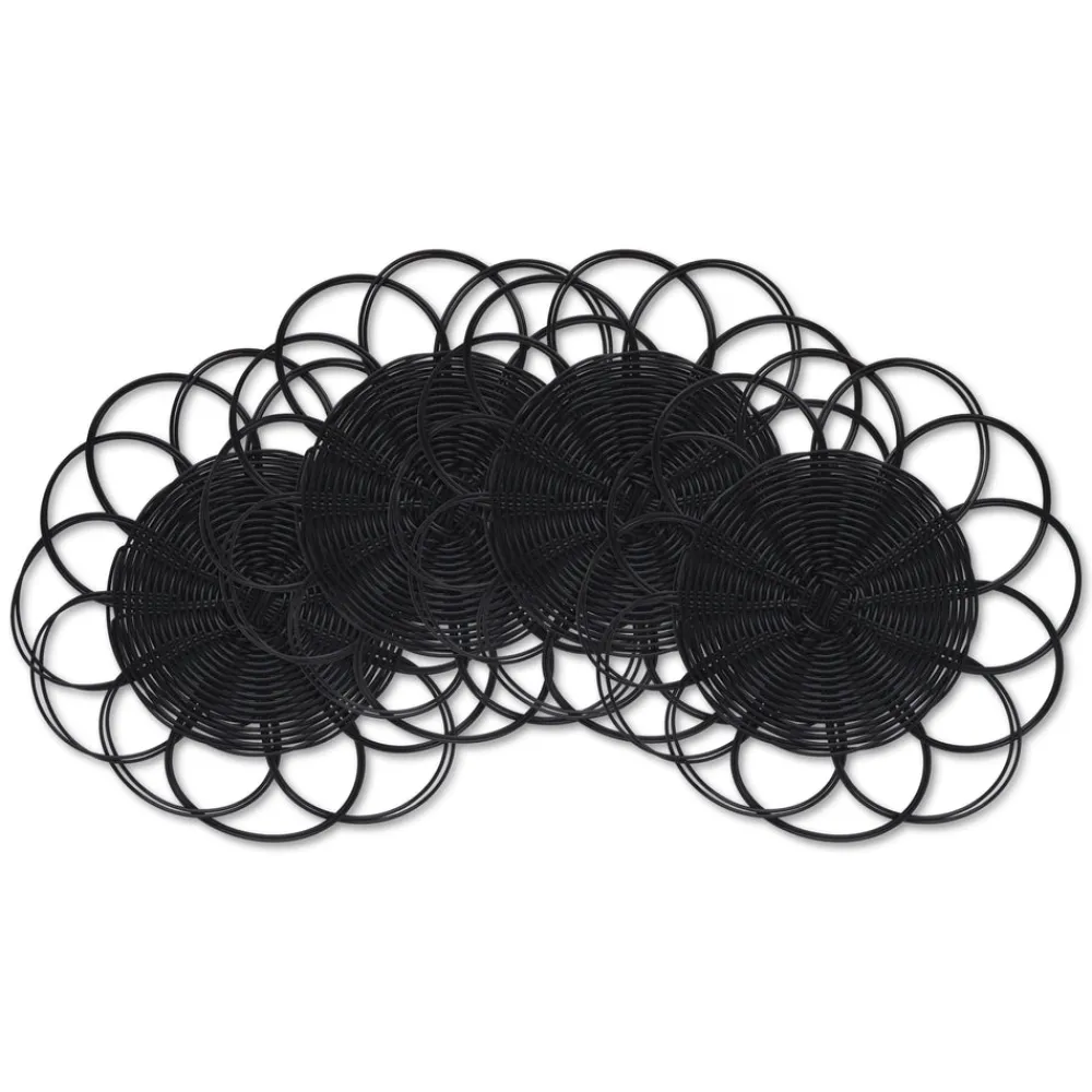 Chefanie Place Settings & Linens|Black Banded Chargers, Set of 4