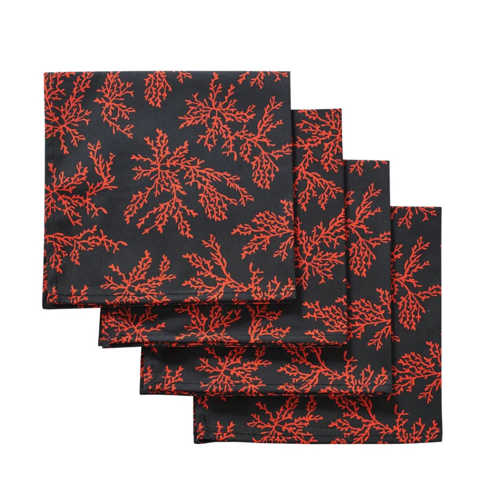 Chefanie Place Settings & Linens|Black Coral Napkins, Set of 4