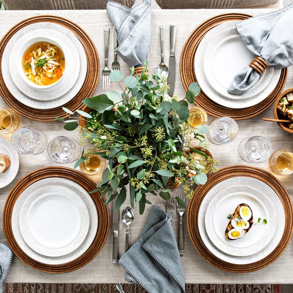 Juliska Place Settings & Linens|Blenheim Oak Place Setting in Whitewash, Set of 16