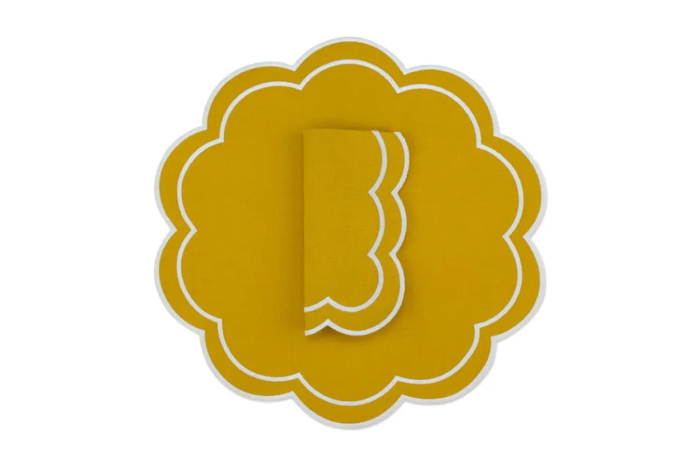 TriChi Design Place Settings & Linens|Bloom Linen Napkin and Placemat, Set of 4