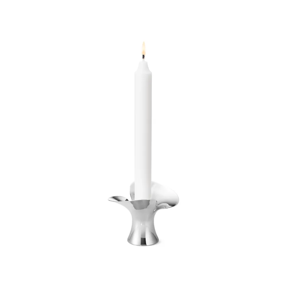 Georg Jensen Candles|Bloom Taper Candleholder Steel, Set of 2