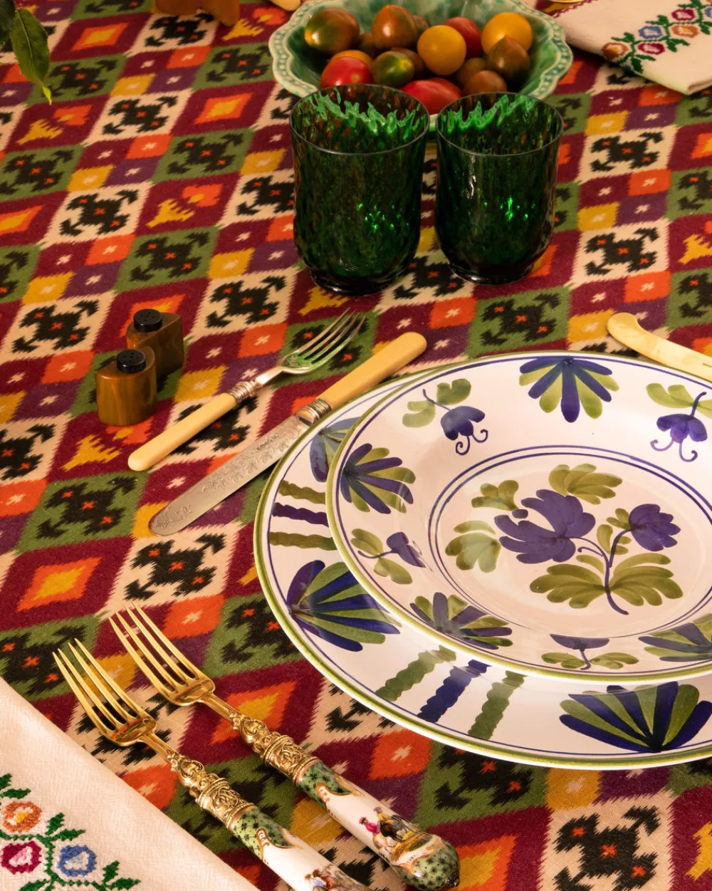 Cabana Dinnerware|Blossom Soup Plate in Blue