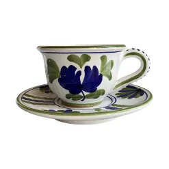 Cabana Dinnerware|Blossom Teacup and Saucer in Blue