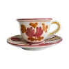 Cabana Dinnerware|Blossom Teacup and Saucer in Burgundy