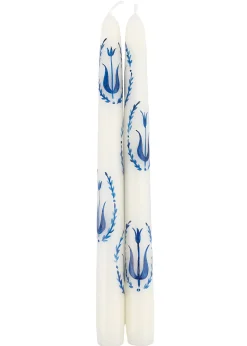 MJ Tablescapes Candles|Blue and White Tulip Taper Candles Set of Two