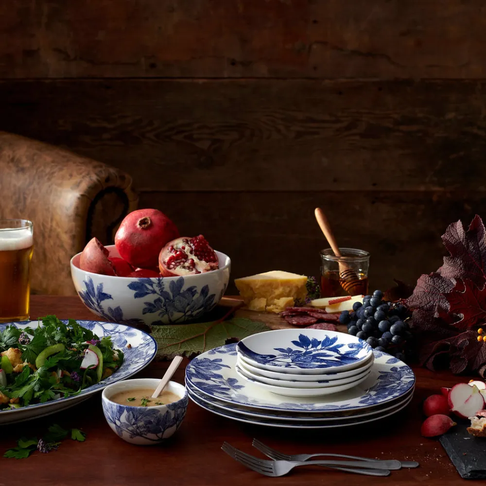 Caskata Dinnerware|Blue Arbor Birds Canapé Plates Boxed, Set of 4