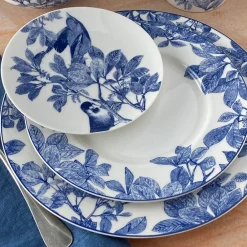 Caskata Dinnerware|Blue Arbor Birds Canapé Plates Boxed, Set of 4