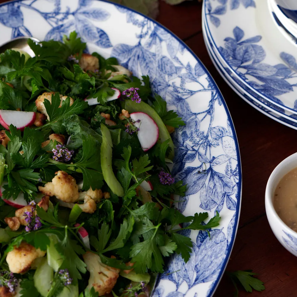 Caskata Dinnerware|Blue Arbor Large Oval Rimmed Platter