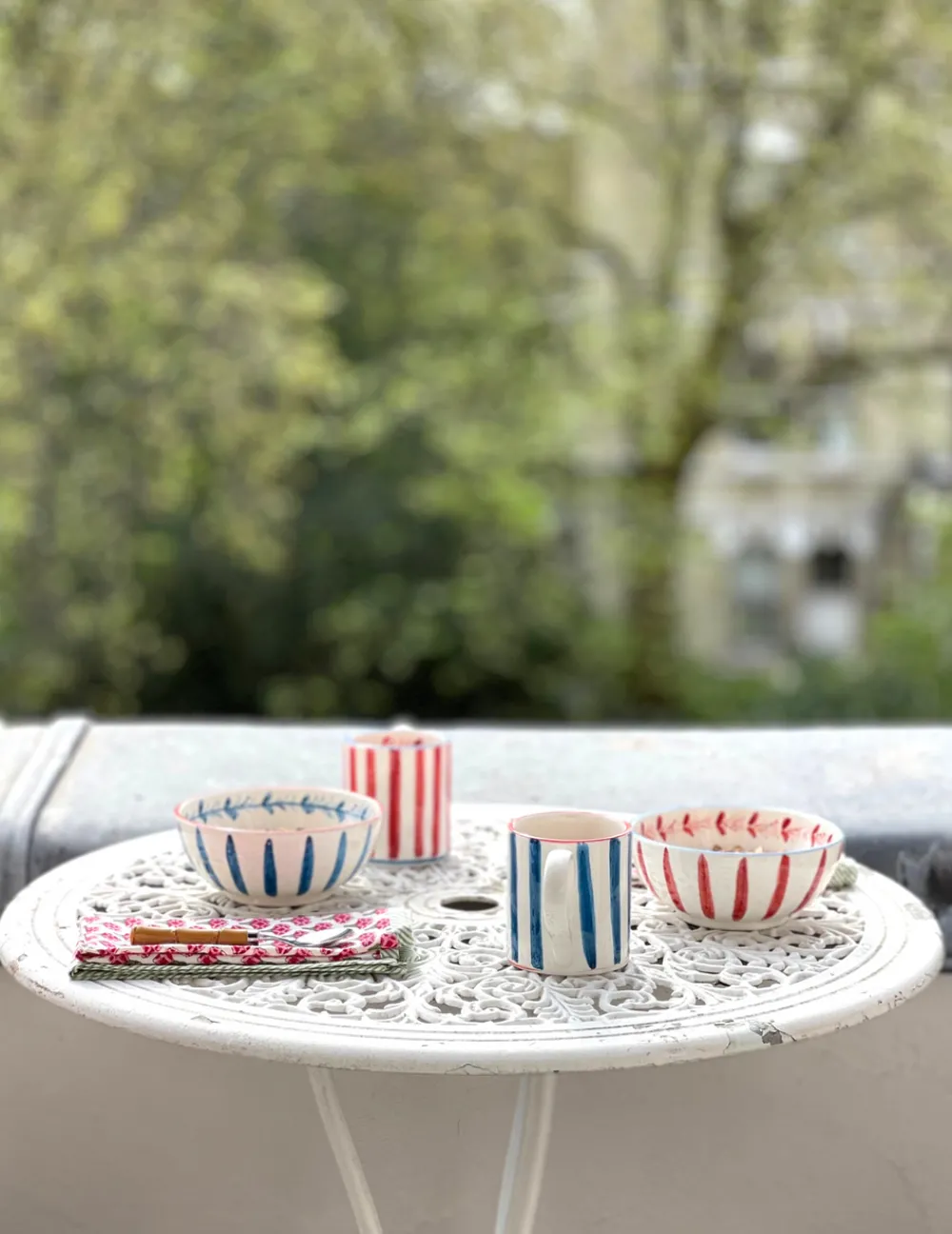 Sveva's Home Dinnerware|Blue Ceramic Mugs, Set of 6