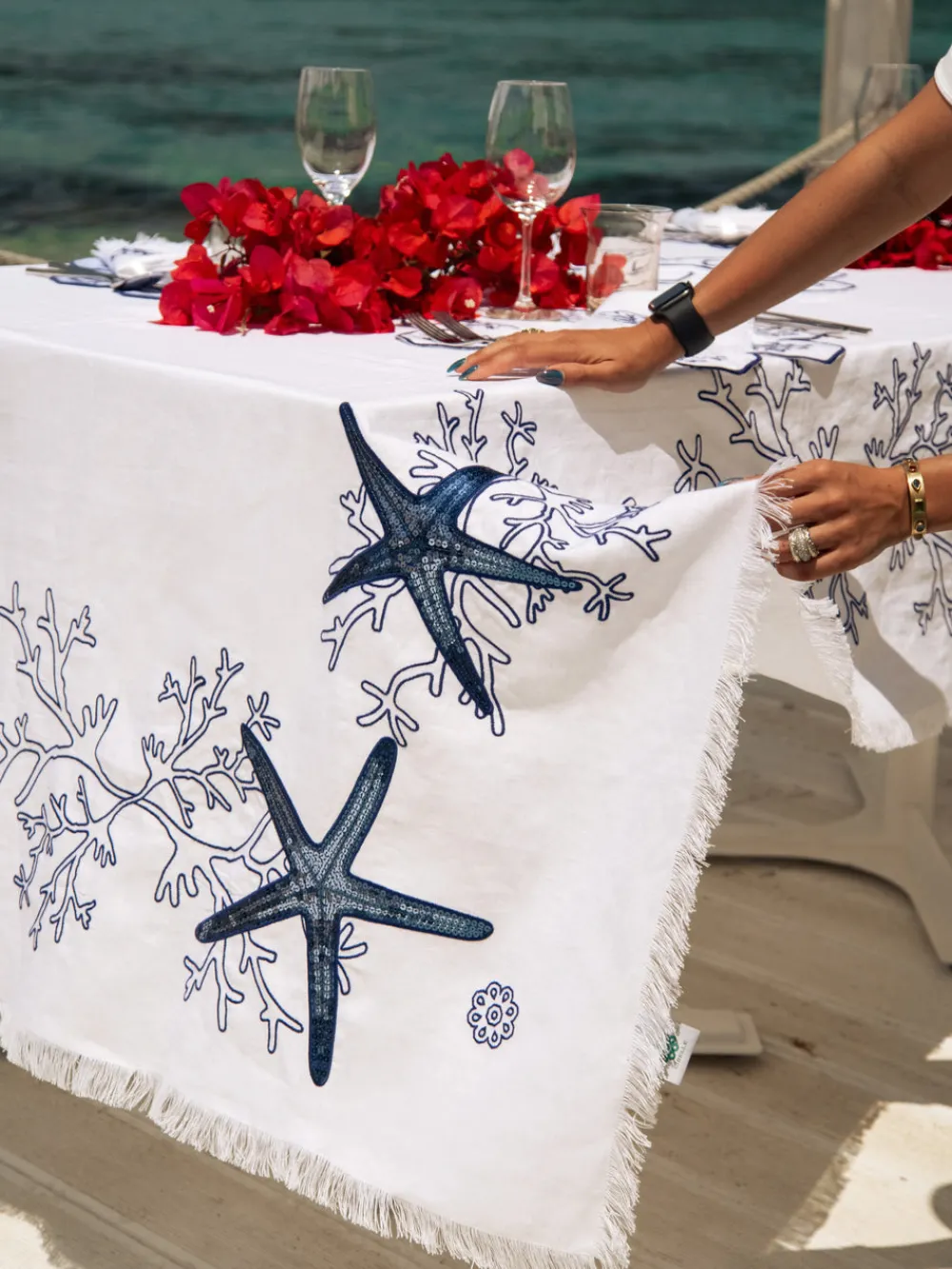 Cibelle Place Settings & Linens|Blue Corallo Tablecloth