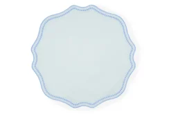 TriChi Design Place Settings & Linens|Blue Dotted White Linen Placemat, Set of 4