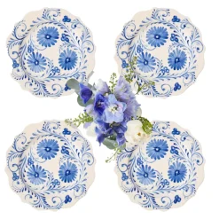 Mrs. Alice Dinnerware|Blue Flowers Starter Plates, Set of 4