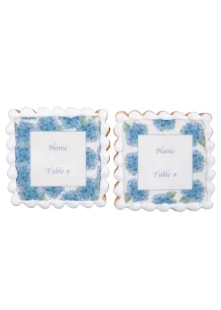 Empire Cake Monogram|Pantry|Blue Hydrangeas Name Plate Sugar Cookies, Set of 12