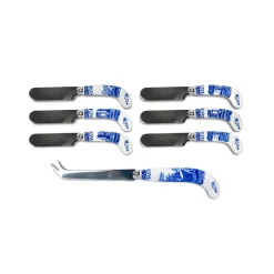 Spode Flatware|Blue Italian Cheese Knife with 6 Spreaders