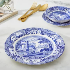 Spode Dinnerware|Blue Italian Dinner Plates, Set of 4