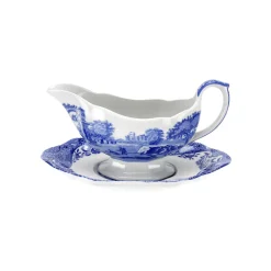 Spode Dinnerware|Blue Italian Sauceboat with Stand