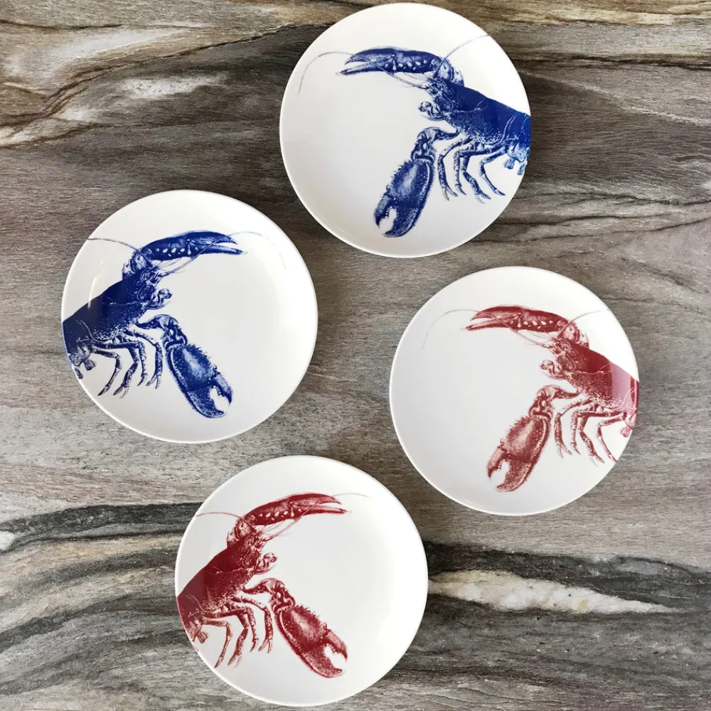 Caskata Dinnerware|Blue Lobster Canapé Plates- Boxed, Set of 4