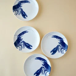Caskata Dinnerware|Blue Lobster Canapé Plates- Boxed, Set of 4