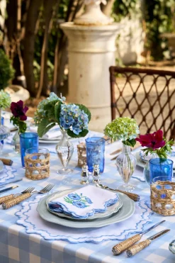 Loulou La Dune Place Settings & Linens|Blue Lotus Placemat and Napkin Set in White