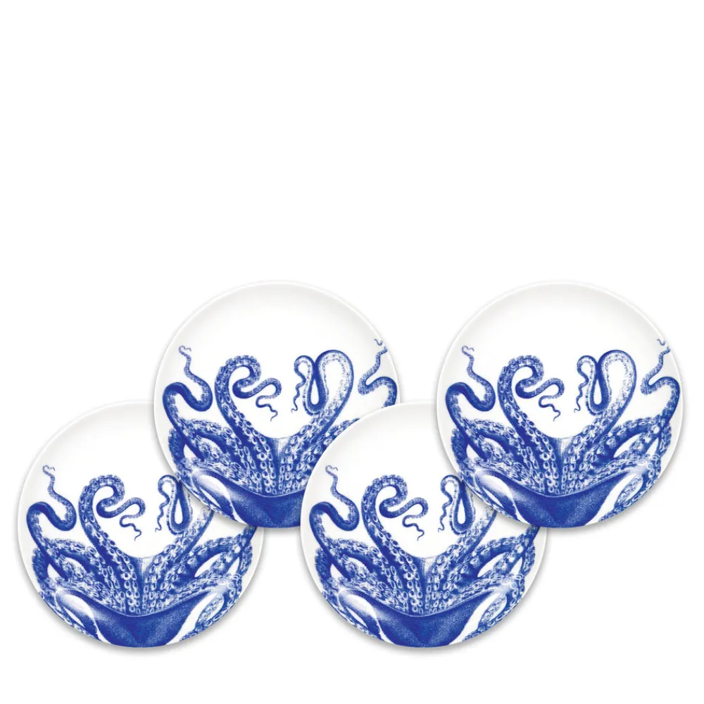 Caskata Dinnerware|Blue Lucy Canape Plates Boxed, Set of 4