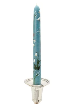 MJ Tablescapes Candles|Blue Midnight Lily of the Valley Hand-Painted Taper Candles, Set of Two