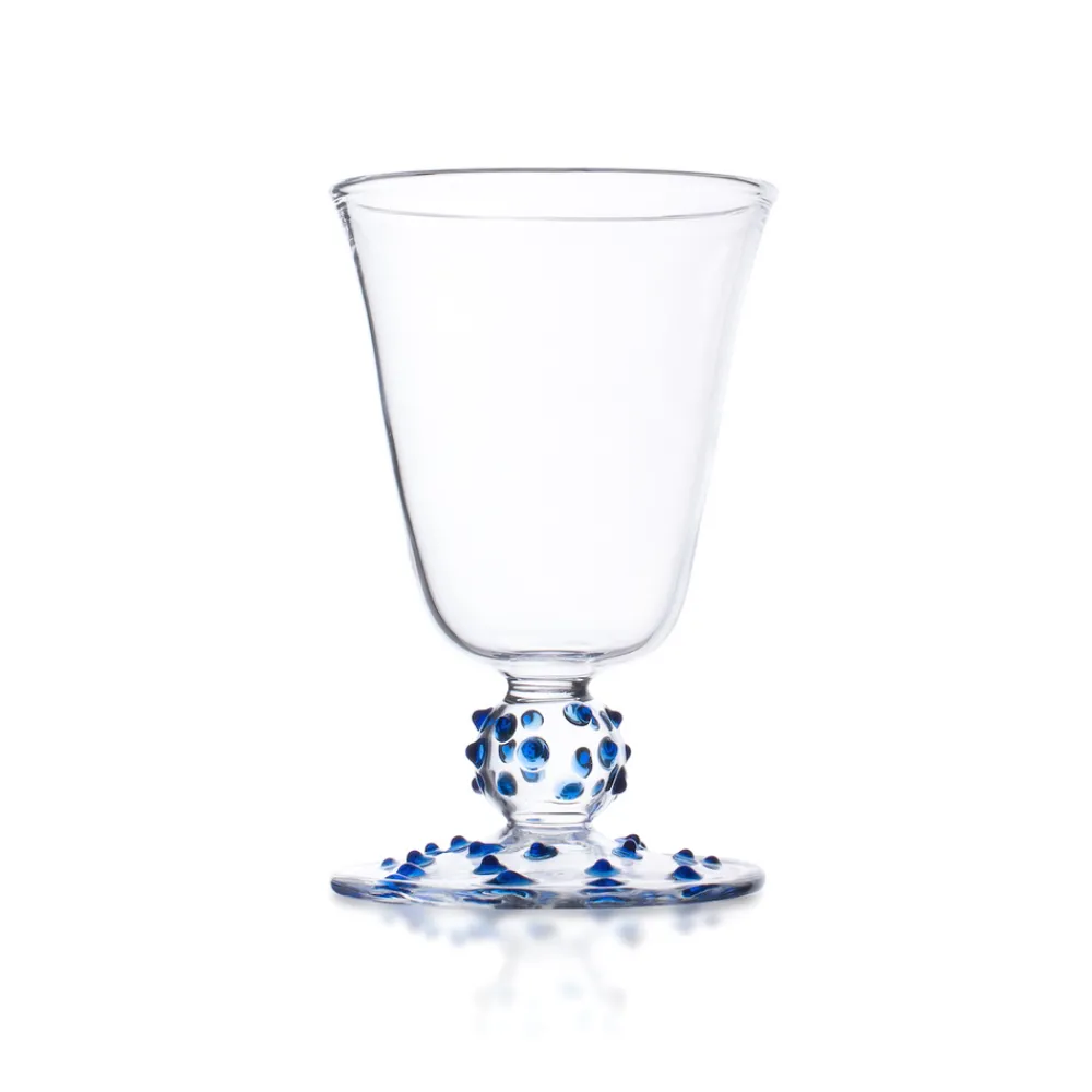 Issy Granger Glassware|Blue Pom Wine Glass