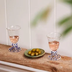 Issy Granger Glassware|Blue Pom Wine Glass