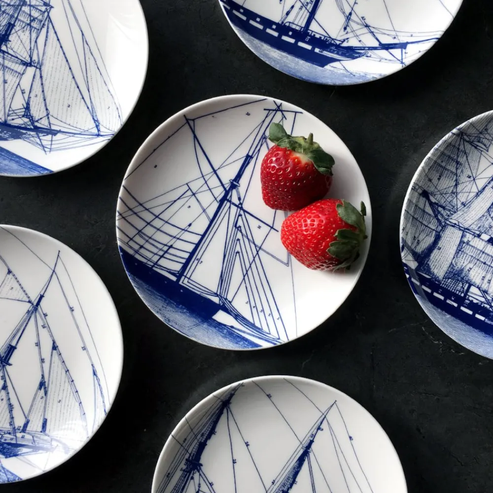 Caskata Dinnerware|Blue Rigging Canapé Plates Boxed, Set of 4