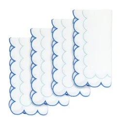 Chefanie Place Settings & Linens|Blue Scalloped Dinner Napkins, Set of 4