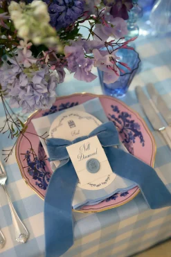 TriChi Design Décor|Place Settings & Linens|Blue Velvet Napkin Bows, Set of 4