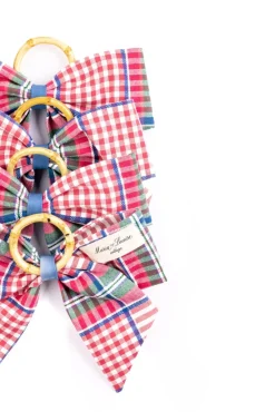 Maria Louise Cottage Place Settings & Linens|Blush Provence Plaid Napkin Rings in Pink, Set of 4