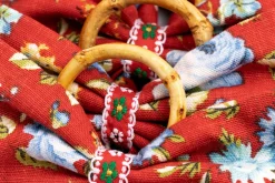 Maria Louise Cottage Place Settings & Linens|Bordeaux Belle Napkin Rings in Red, Set of 4