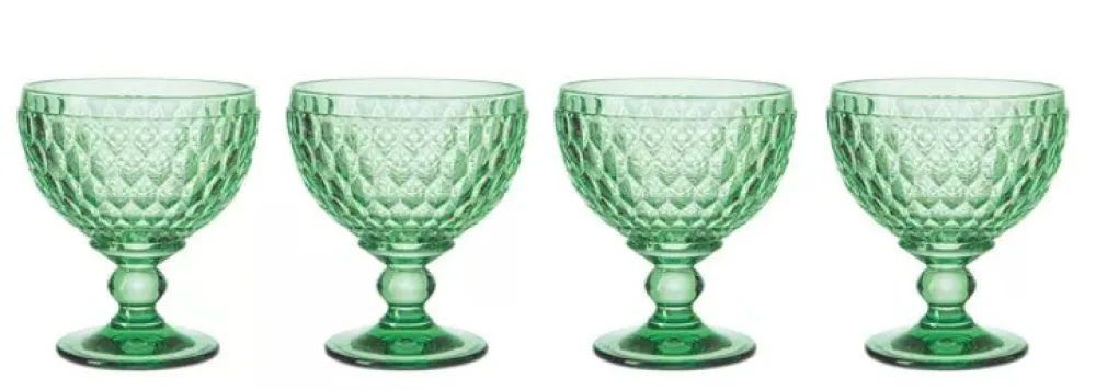 Villeroy & Boch Glassware|Boston Colored Champagne / Dessert Bowl in Green, Set of 4