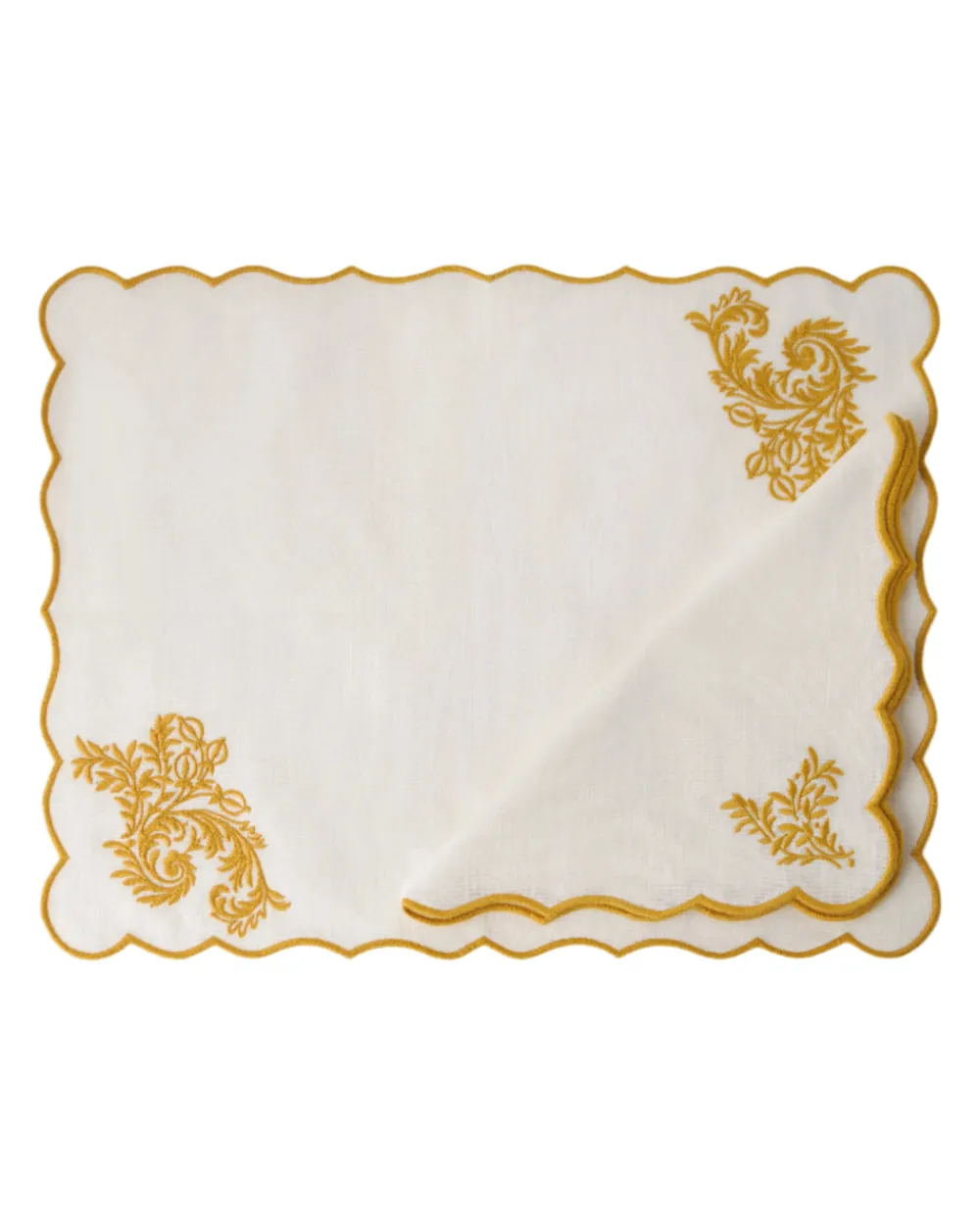 Cabana Place Settings & Linens|Botanica Embroidered Napkin in Yellow
