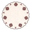 Cabana Place Settings & Linens|Botanica Embroidered Round Placemat Terracotta White/Burgundy