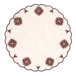 Cabana Place Settings & Linens|Botanica Embroidered Round Placemat Terracotta White/Burgundy