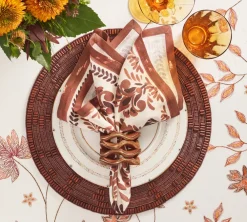 Kim Seybert Place Settings & Linens|Botanica Napkin in Ivory & Brown, Set of 4