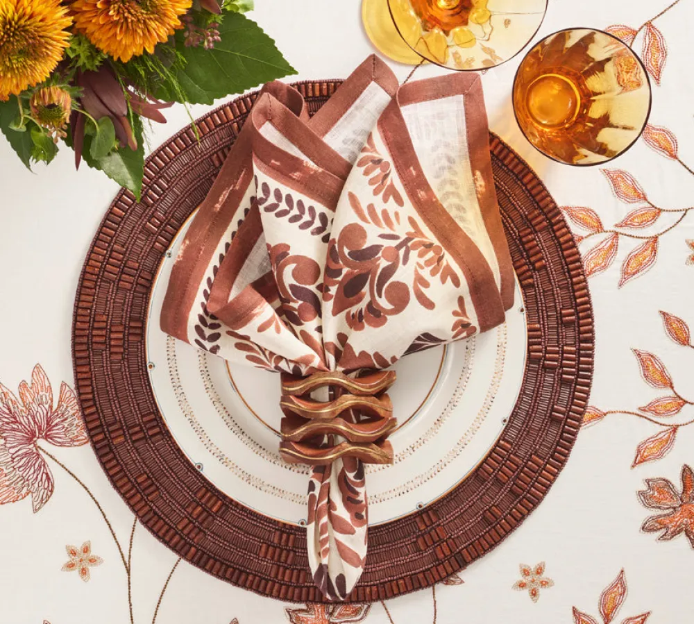 Kim Seybert Place Settings & Linens|Botanica Napkin in Ivory & Brown, Set of 4