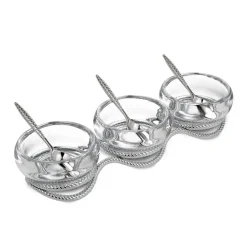 Nambe Dinnerware|Braid Triple Condiment Set with Spoons